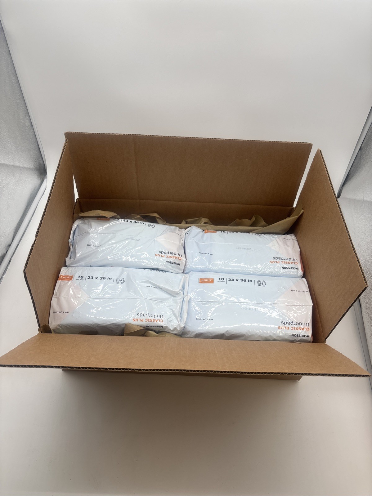 4 – 10 Ct McKesson Classic Plus Light Absorbency Disposable Underpads 23”x36”