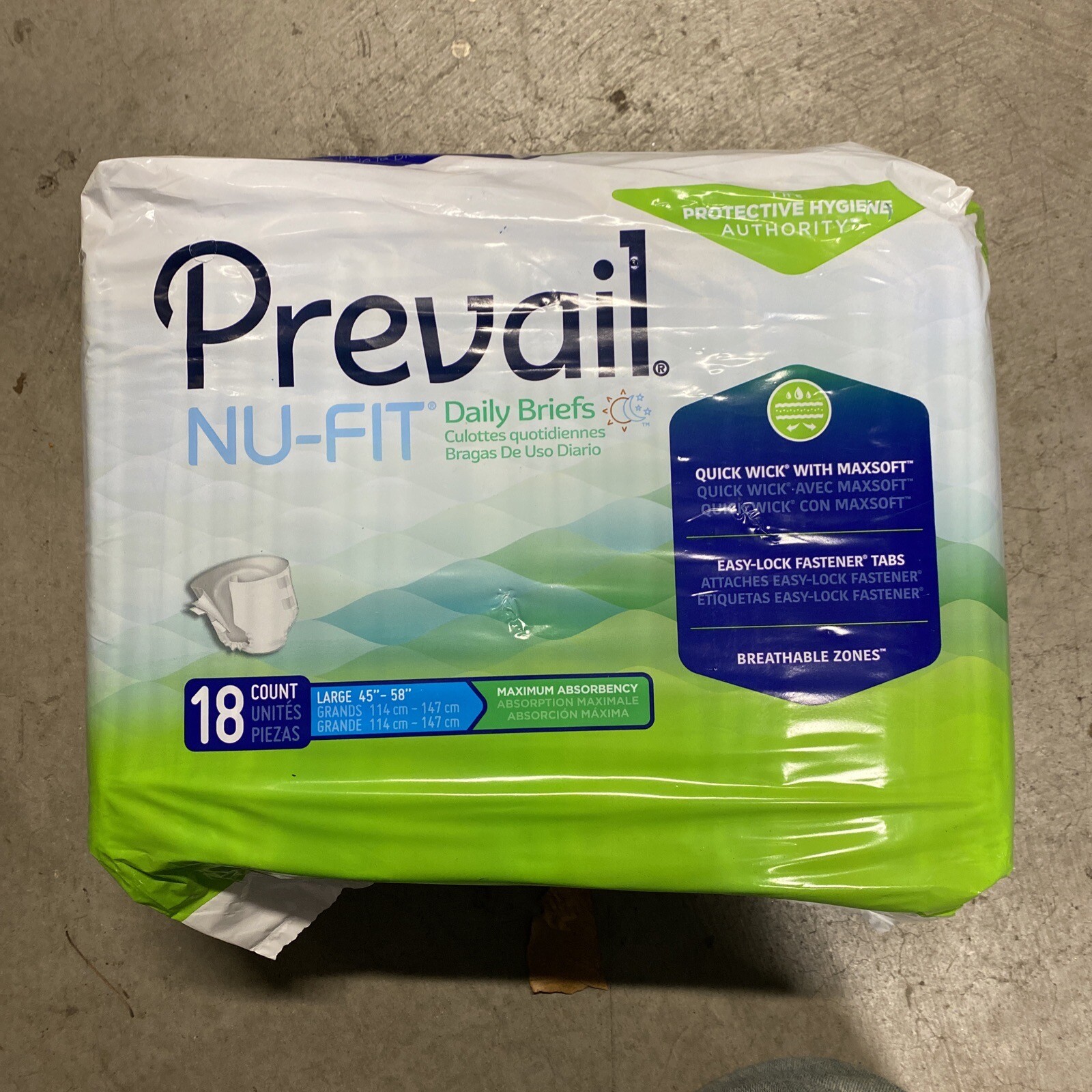 Prevail Nu-Fit Incontinence Brief L Breathable Maximum 18 Ct