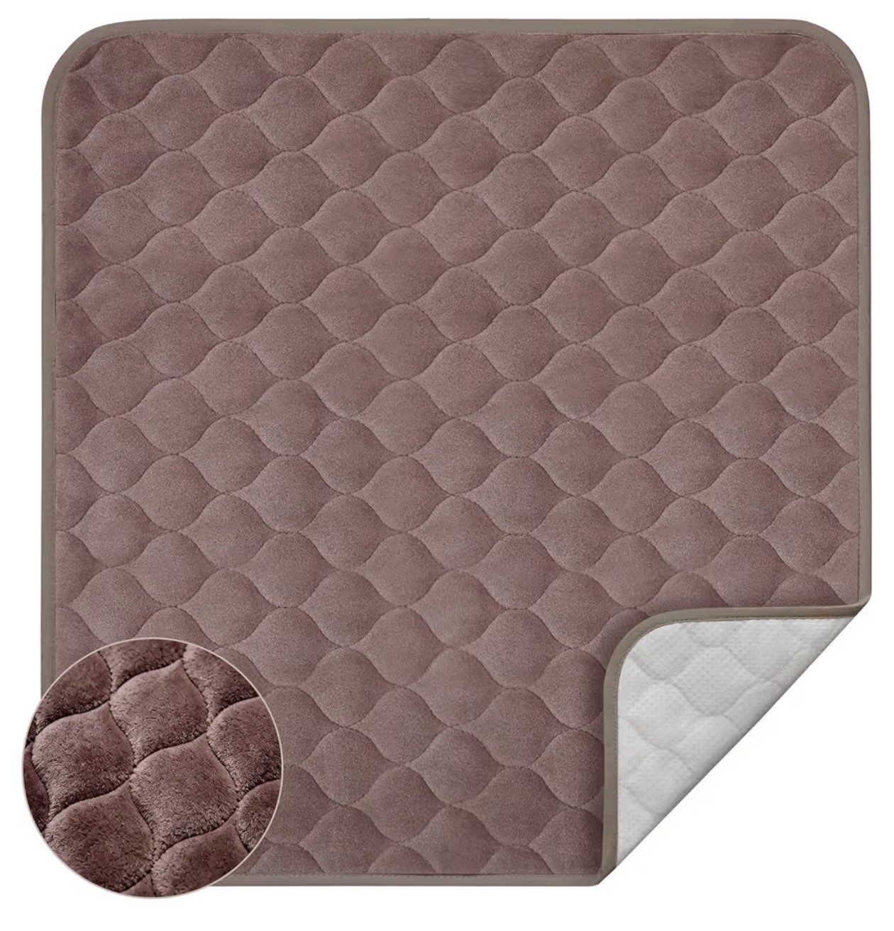 Leakproof Anti-Slip Washable Seat Pad Strong Absorbency 22 x 21 in Brown