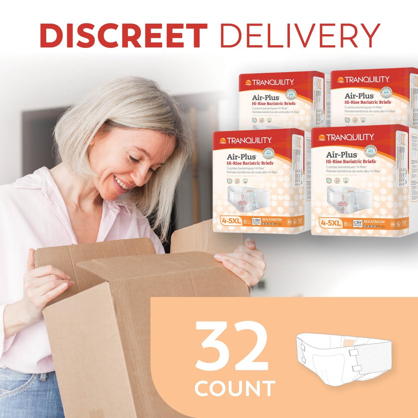 Bariatric Disposable Briefs 4X-Large, Breathable Fabric, Latex-Free, 34oz Capaci