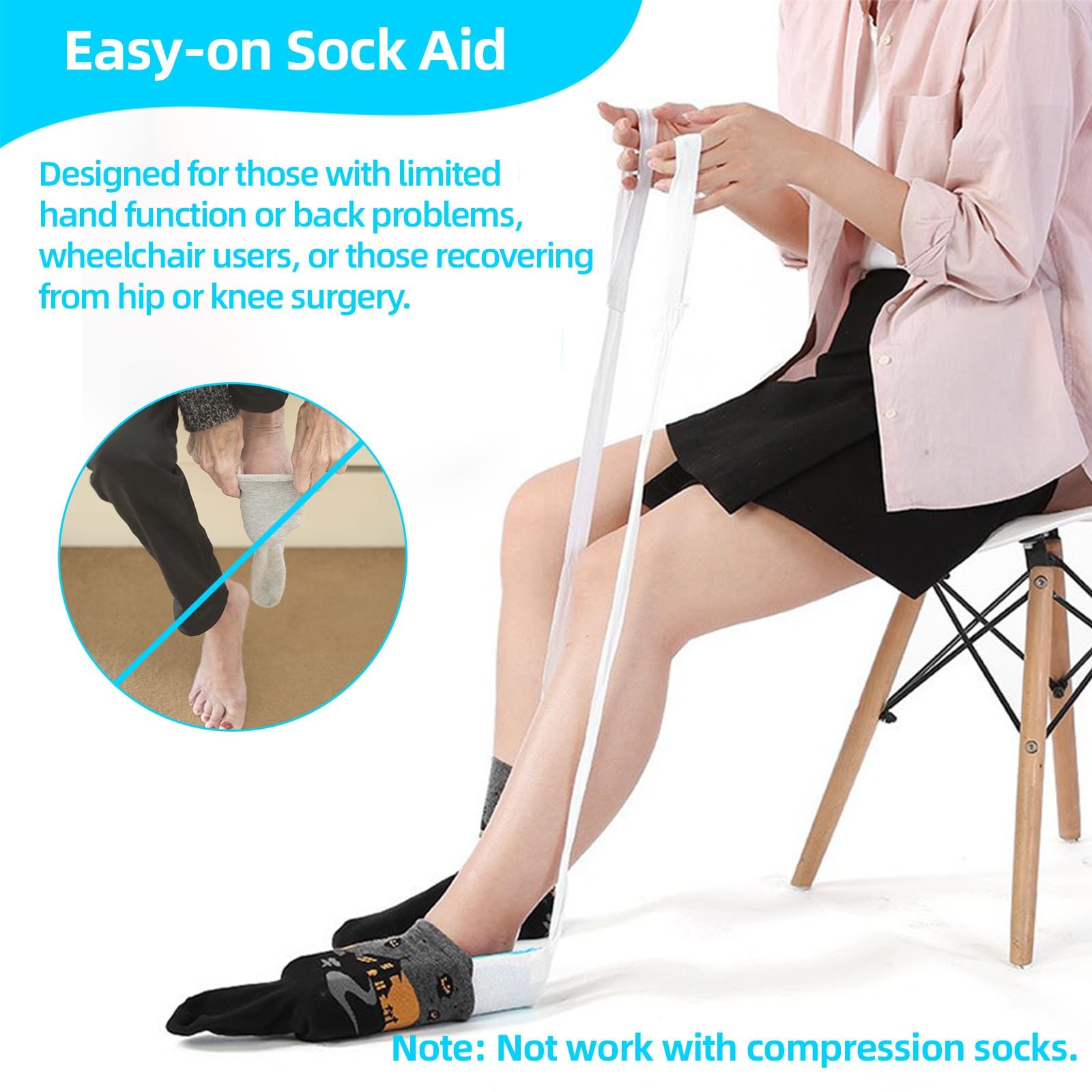 Sock Aids for Putting On Socks, Assistant Device No Bending 3pcs