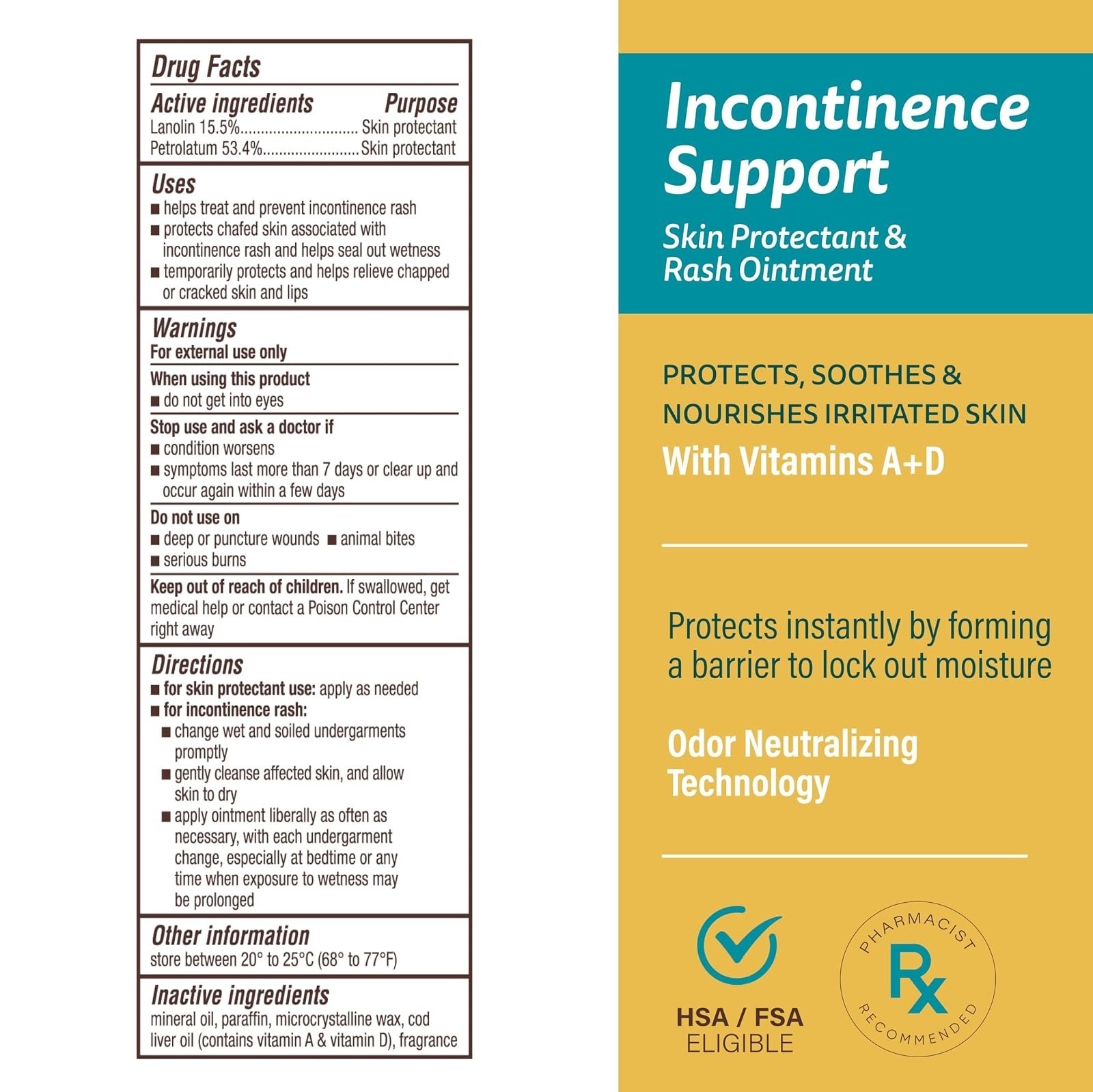 A+D Incontinence Support Skin Protectant Ointment 3.5oz – Rash Relief