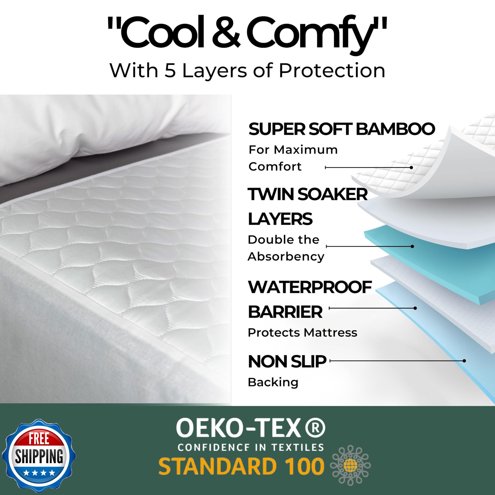 Hygge Sheets®️ Organic Washable Incontinence Bed Pads with Tucks – 100% Water