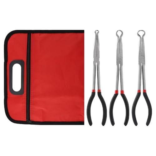 3pcs Long Reach Hose Grip Pliers Set, 11″ Long Pliers, 3/8-Inch, 1/2 Black Red