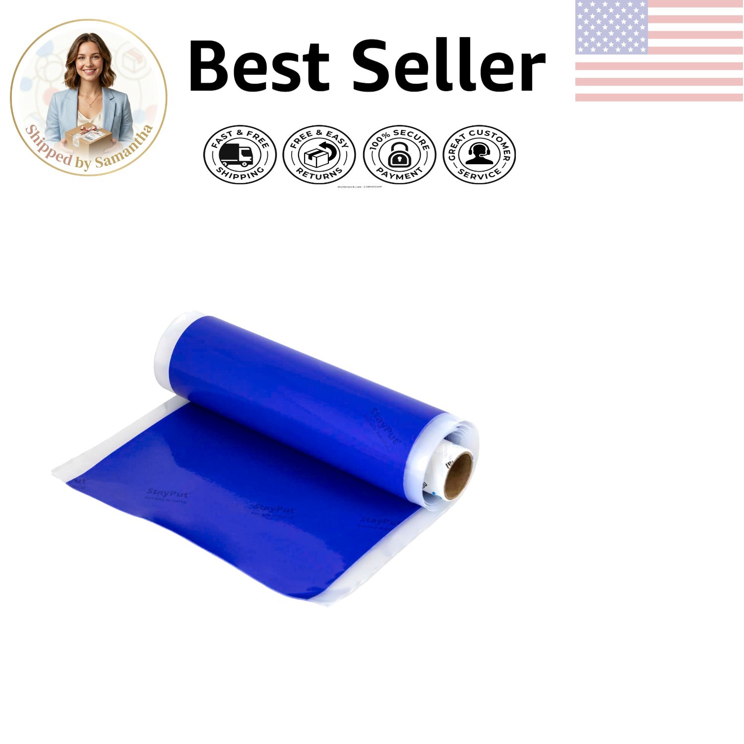 Blue Non-Slip Material Roll for Enhanced Grip – 16″ X 6.5 ft Safety Solution