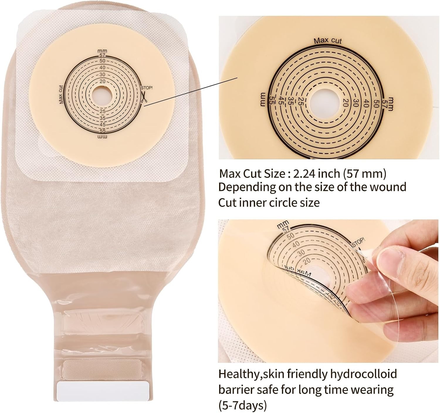 21 PCS Colostomy Bags,Ostomy Supplies, Two Piece Drainable Ostomy Pouch with Clo