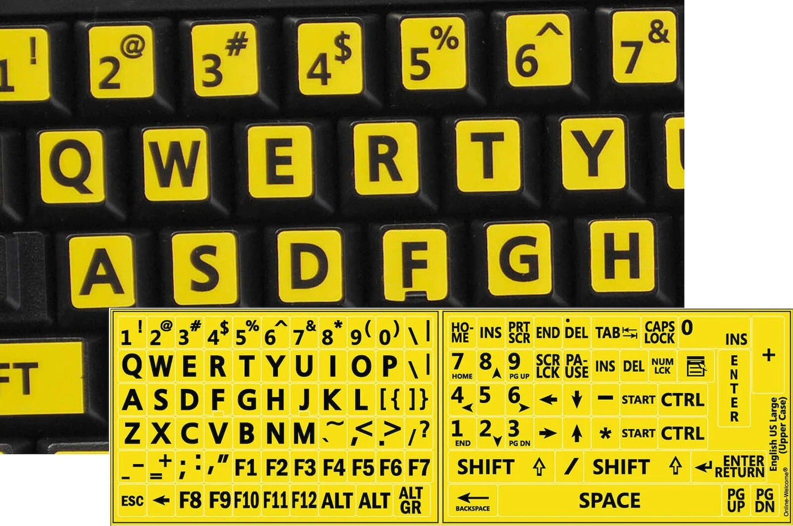 Big Button Keyboard Stickers High Visibility Hi-Viz UK Laptop Computer Labels