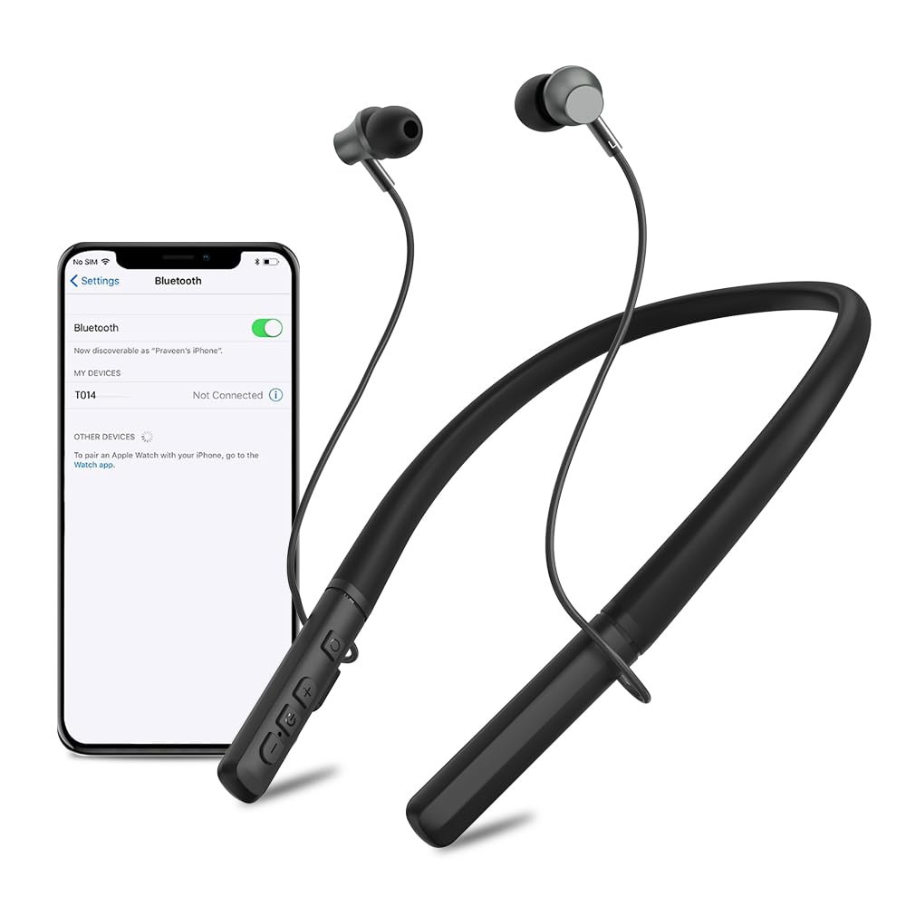 Neckband Hearing Aids for Seniors, Rechargeable Hearing Aid Bluetooth Headphones