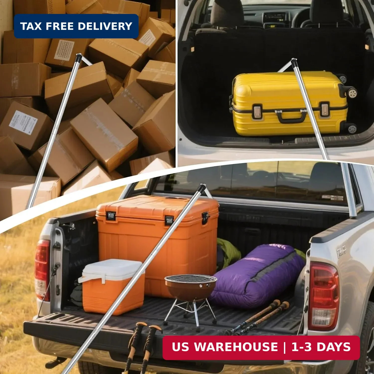 Truck Cargo Grabber – 34-70 Inch Sturdy Pickup Truck Bed Cargo Retrieval Pole, w