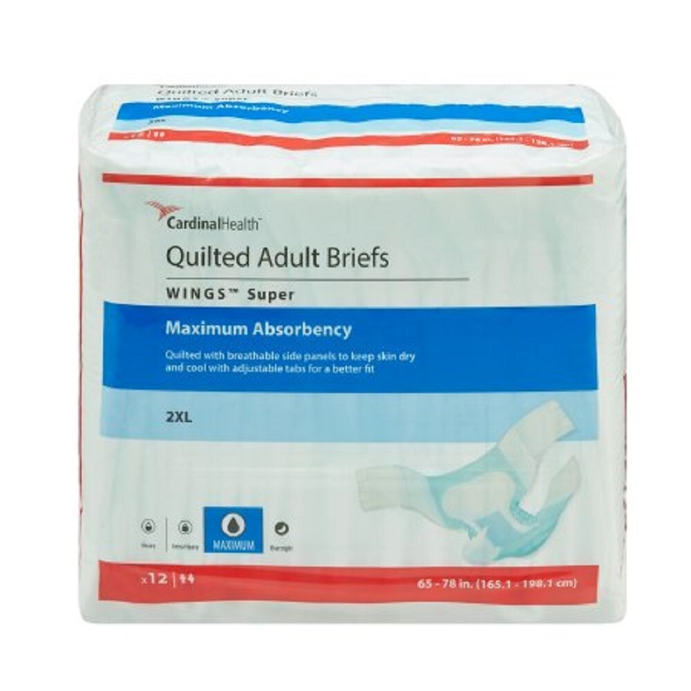 Covidien Wings 67093 Super Quilted Adult Briefs Disposable Heavy Diapers XXL 12