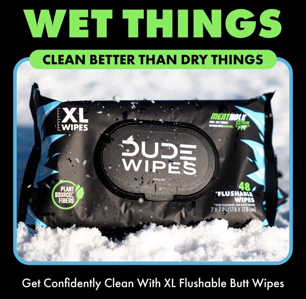 DUDE Wipes MentHOLE XXtreme Flushable – Menthol 48 Count NEW (Pack of 3)