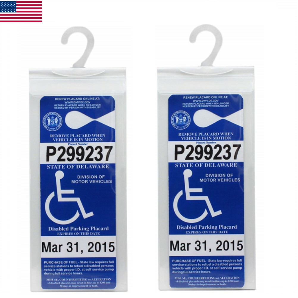 Handicap Parking Permit Holder Cover Pack of 2 Plastic Mirror Tag Hanger Sleeve