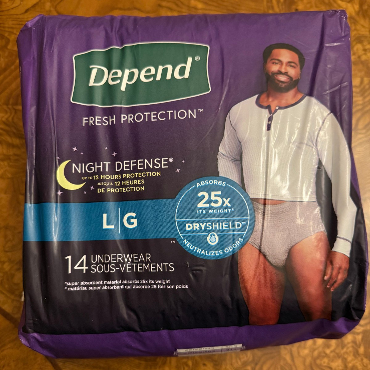 Depend Men’s Night Defense Incontinence Disposable Underwear – 14 Ct – Size L