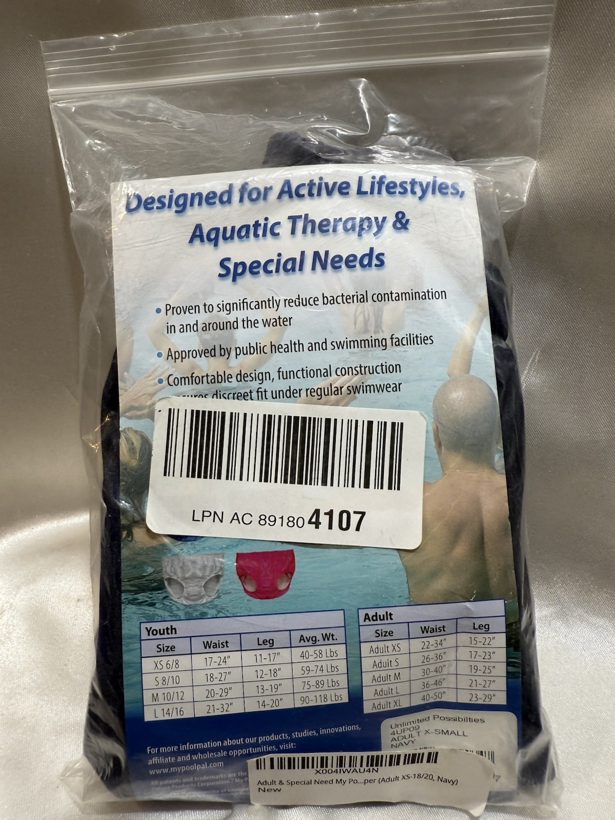 Up360 Adult Reusable Swim Diaper and Diaper Cover Size XS-18-20