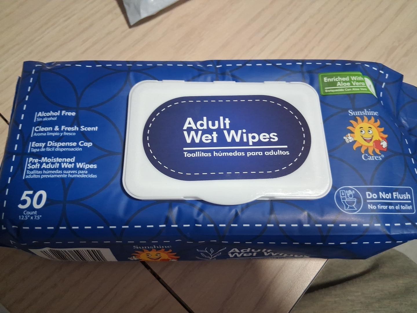 Sunshine Cares Adult Wet Wipes 12.5 x 7.5″ 100 count