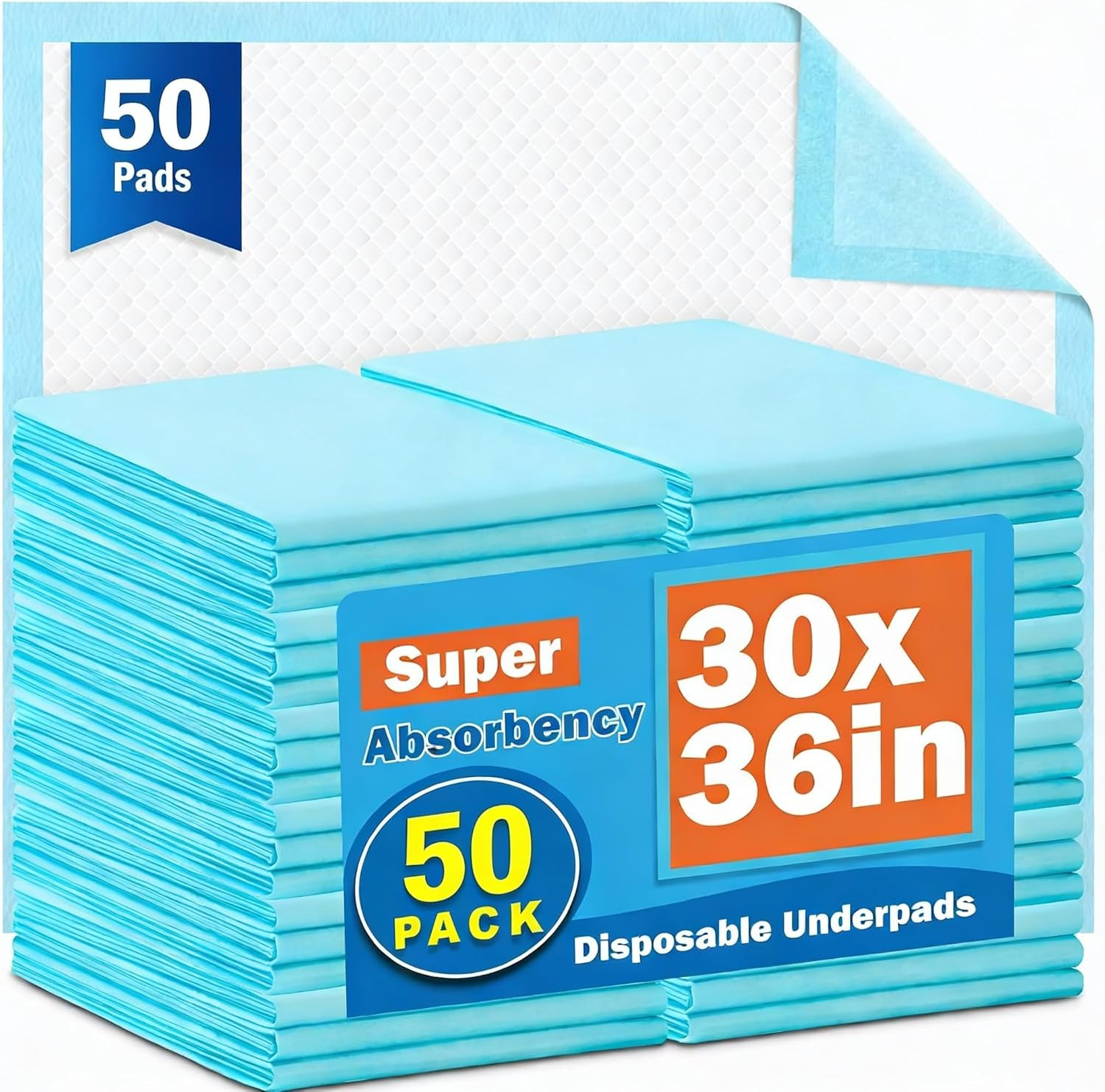 50 Count 30” X 36”Bed Pads Disposable Adult Super Absorbent 5-Layer Chucks Pads