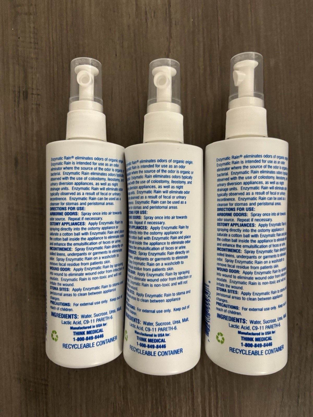 Lot Of 3 Enzymatic Rain Odor Eliminator Skin & Stoma Cleanser 8fl Oz Unscented