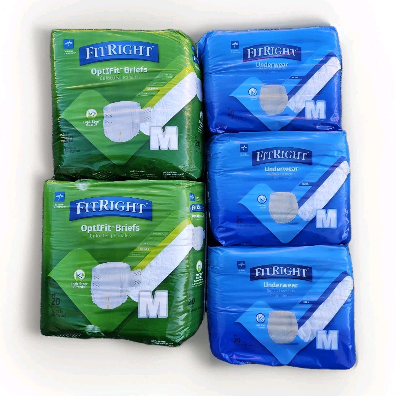 Medline FitRight Underwear OptiFit Briefs Medium 5 Packs Adult Incontinence 100