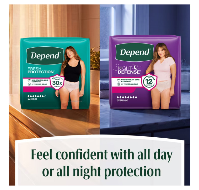 Depend Fresh Protection Adult Diapers for Women Large 72 Count Underwear