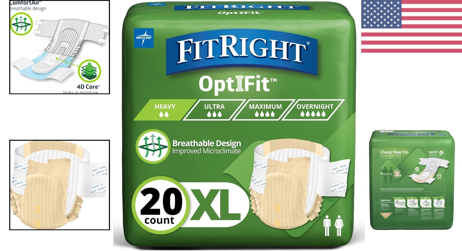 XL Adult Incontinence Briefs with Tabs – 20 Count, Moderate Absorbency