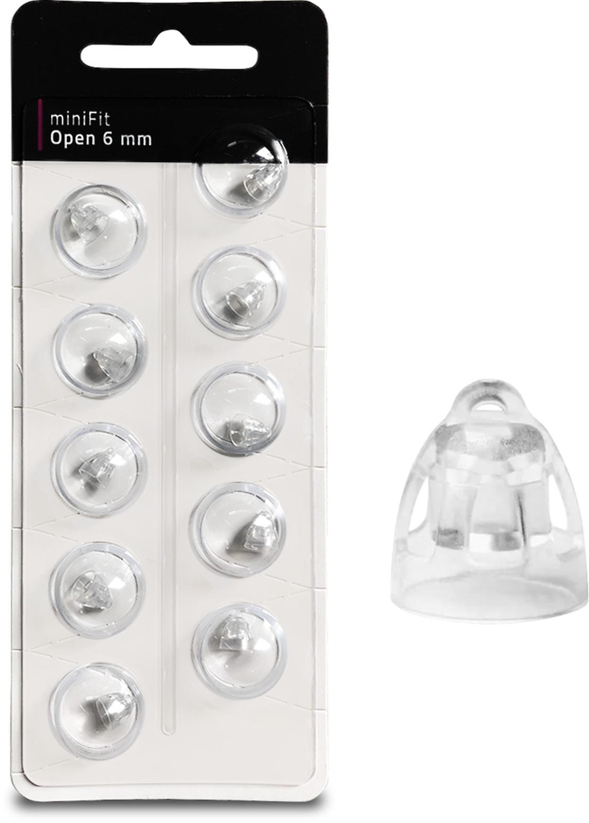 50 x EWANTO miniFit / 10 blister 6 mm open like Oticon dome dome shades
