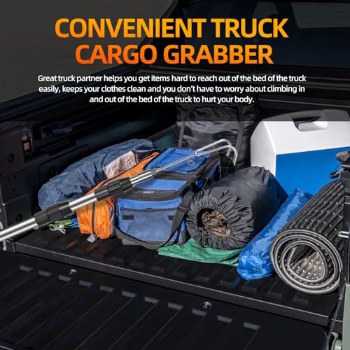 Truck Cargo Grabber, 6FT Truck Cargo Retriever Telescoping Pole with Two Black