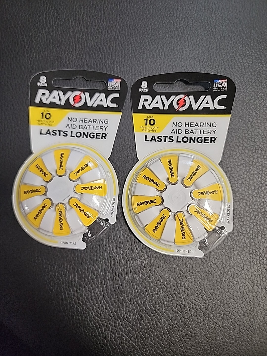 2 Rayovac Size 10 Hearing Aid Batteries 8 Per Pack EXP 01/26 & 04/27