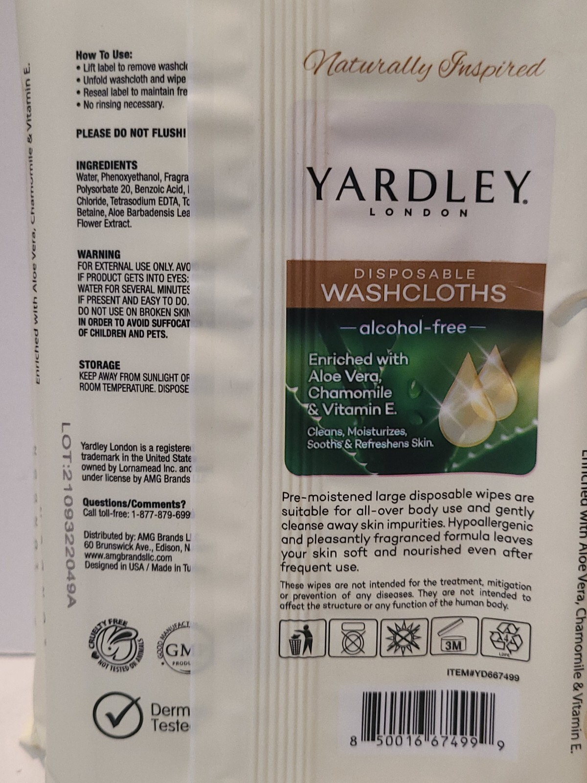 Lot 4 Disposable Washcloths 18/Pk by Yardley London 12 x 8” Long