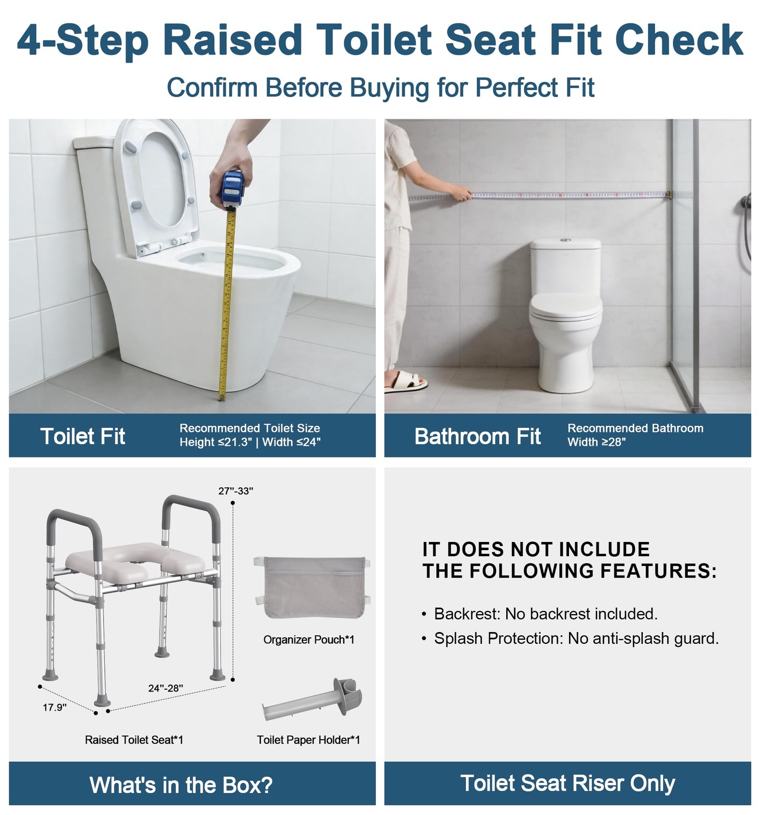 Homland Raised Toilet Seat Handles 400 Lbs Toilet Seat Risers For Seniors