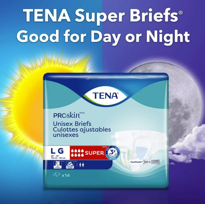TENA ProSkin Unisex Adult Diapers, Maximum Absorbency, Large, 56 Count