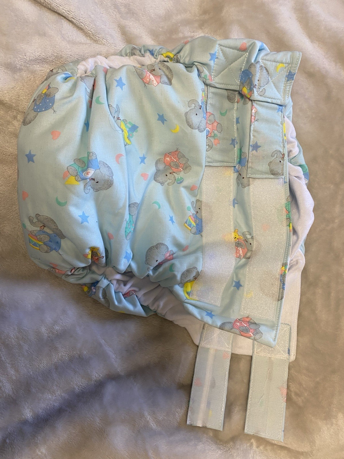 Adult baby Cloth Diaper (dependeco SMALL Blue Baby Elephants)