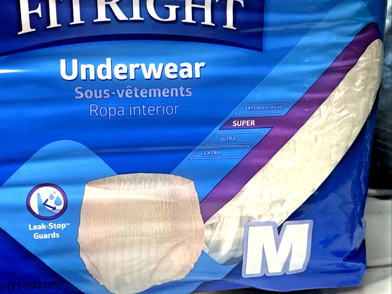 FitRight Underwear EXTRA 20 ct each – LOT OF 4 packs = 80 count total – size M