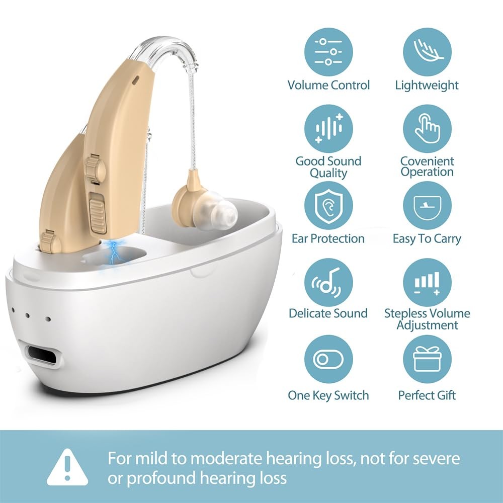 Hearing Aids for Seniors,Rechargeable with Noise White