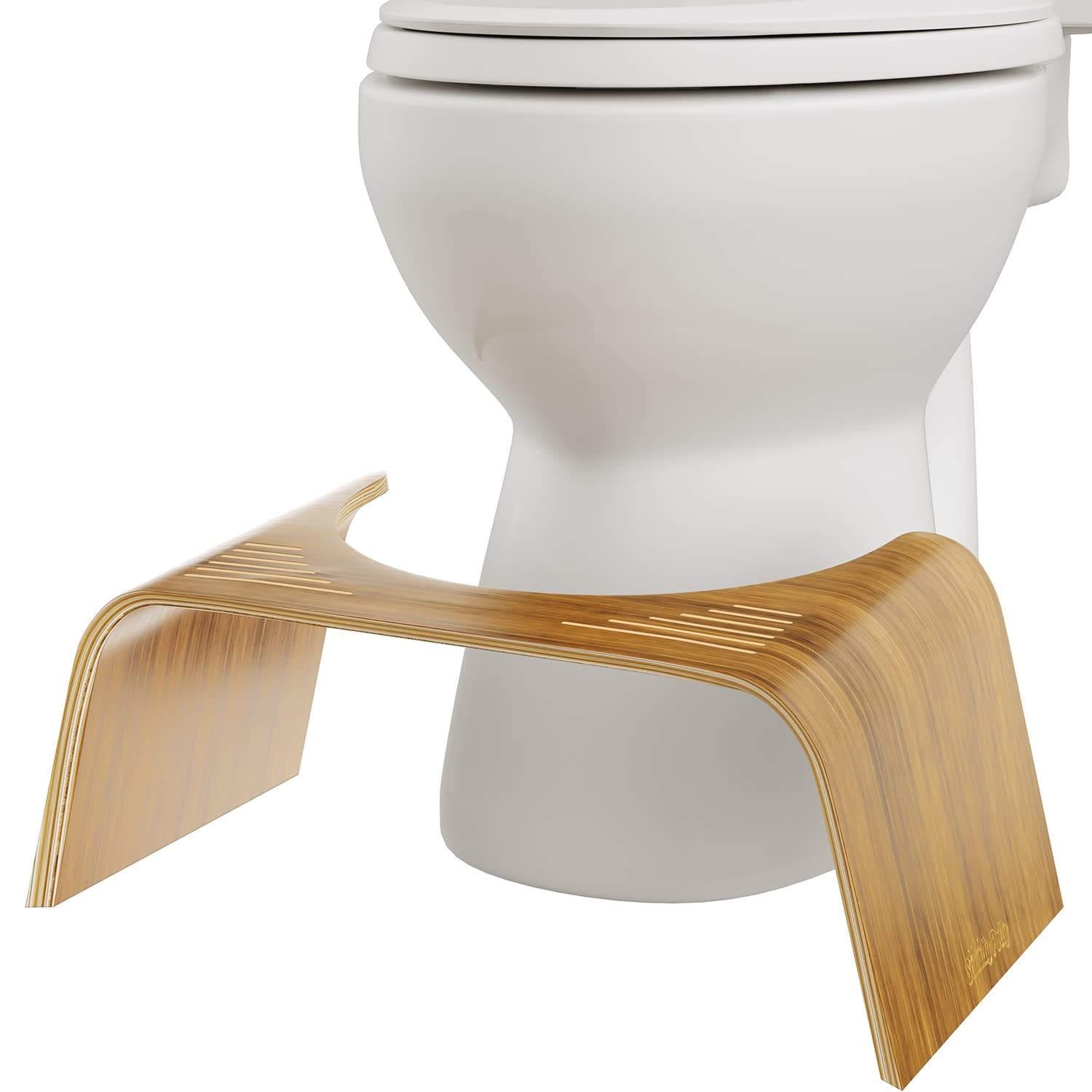 Squatty Potty Slim Teak Toilet Stool – 7-Inch Height Original Bathroom Wood