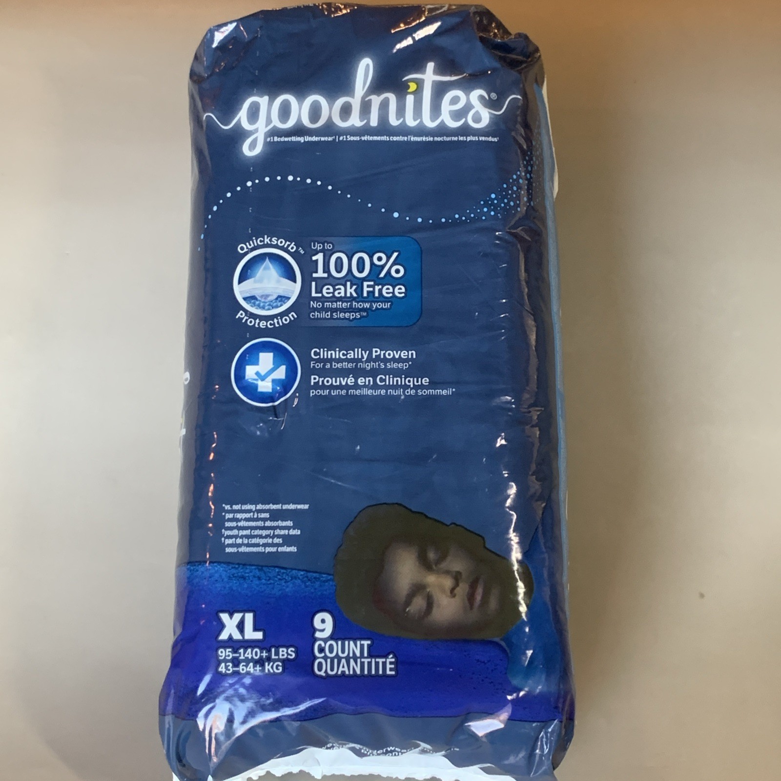 Boys Goodnites Bedwetting Bedtime Underwear XL 9-Count sz. 14-20 (95-140+ lbs)