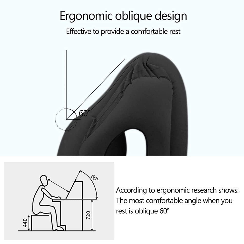Inflatable Travel Pillows for Airplane, Blow Up Neck Pillow Black 4th Gen