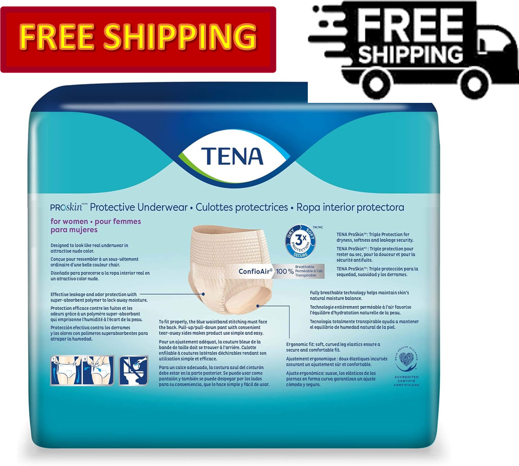 TENA Incontinence Underwear for Women, ProSkin Maximum Absorbency, S/M/L/XL