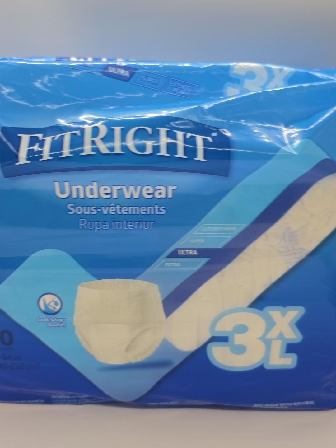 Case Medline FitRight 3XL 75-94” ULTRA Underwear 80 Count 4 Bags Of 20