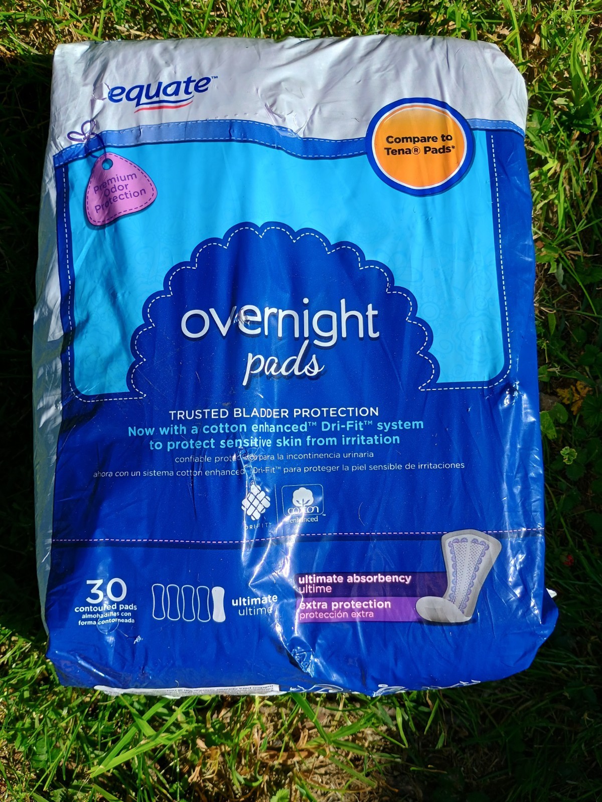 Equate Overnight Incontinence Pads Ultimate Absorbency Extra Protection 30 Count