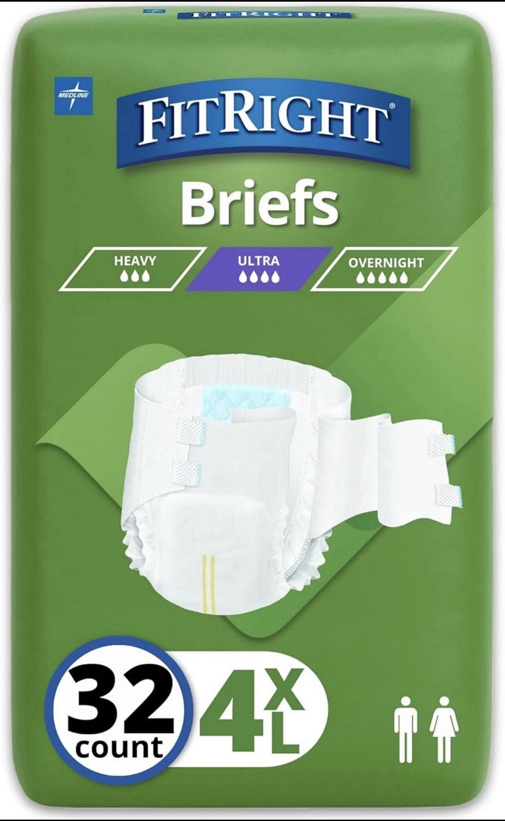 FitRight Bariatric Adult Incontinence Briefs Super Absorbent, 4XL, 65-94in 32ct