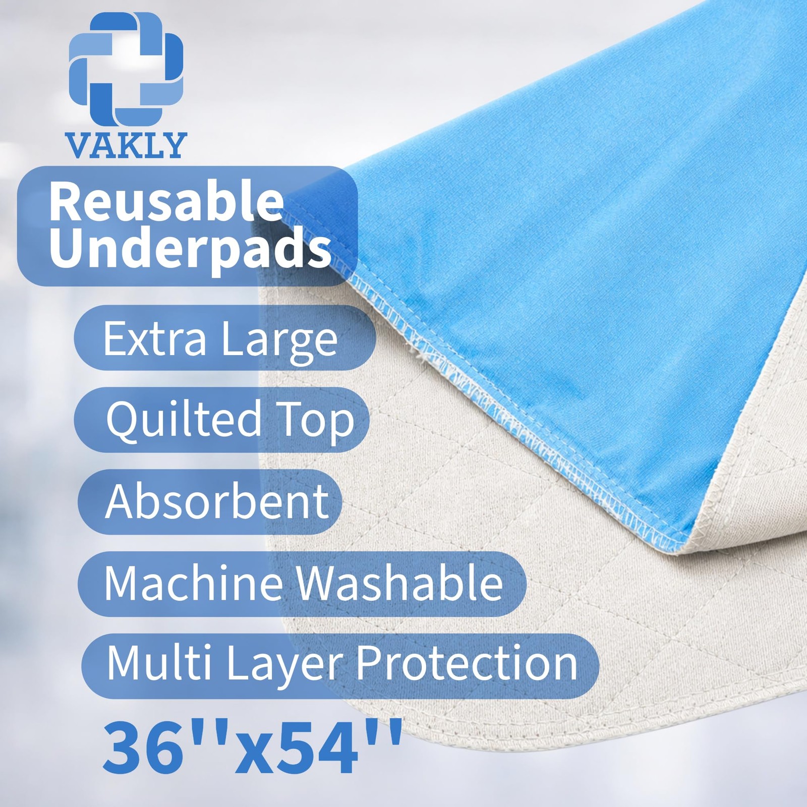 XL Washable Reusable Underpads 36×54 Inch Waterproof Absorbent Pads 3 PCS
