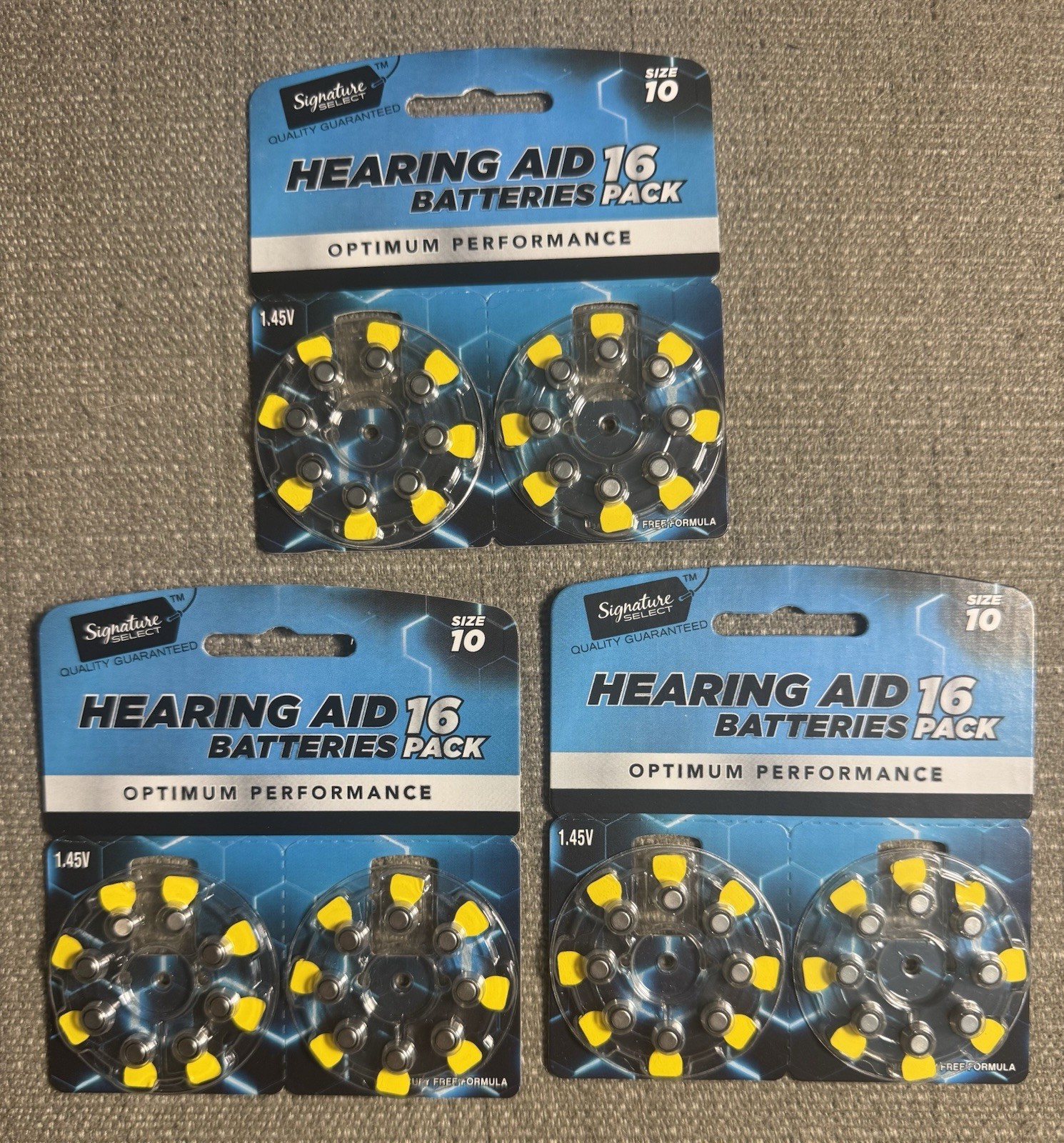 Lot Of 3 Signature SELECT 16 Batteries Pack Hearing Aid Optimum Performance Sz10