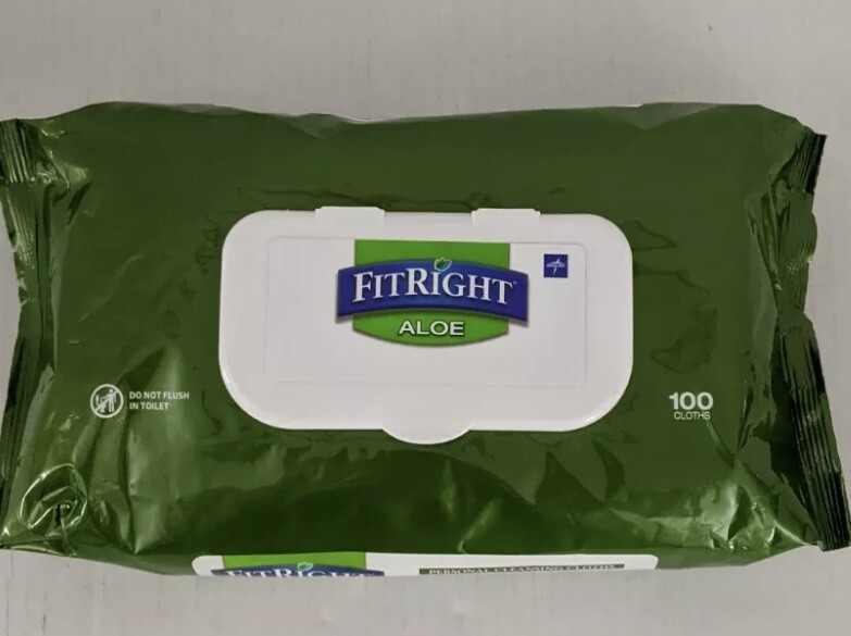 2 Pack FitRight Aloe Personal Cleansing Cloth Wipes, Unscented,