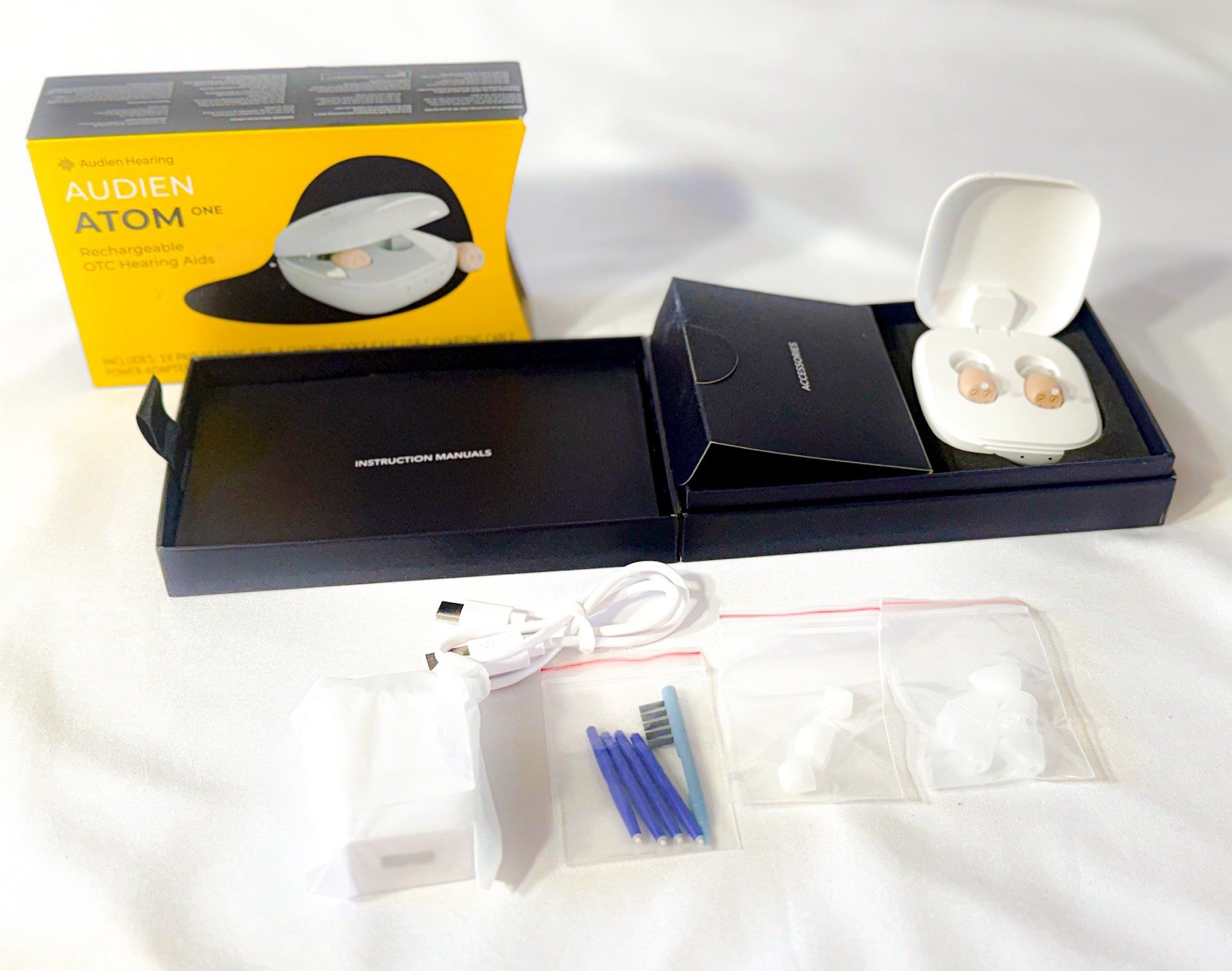 Audien Atom One OTC Hearing Aids Wireless, Rechargeable, Beige (B1)