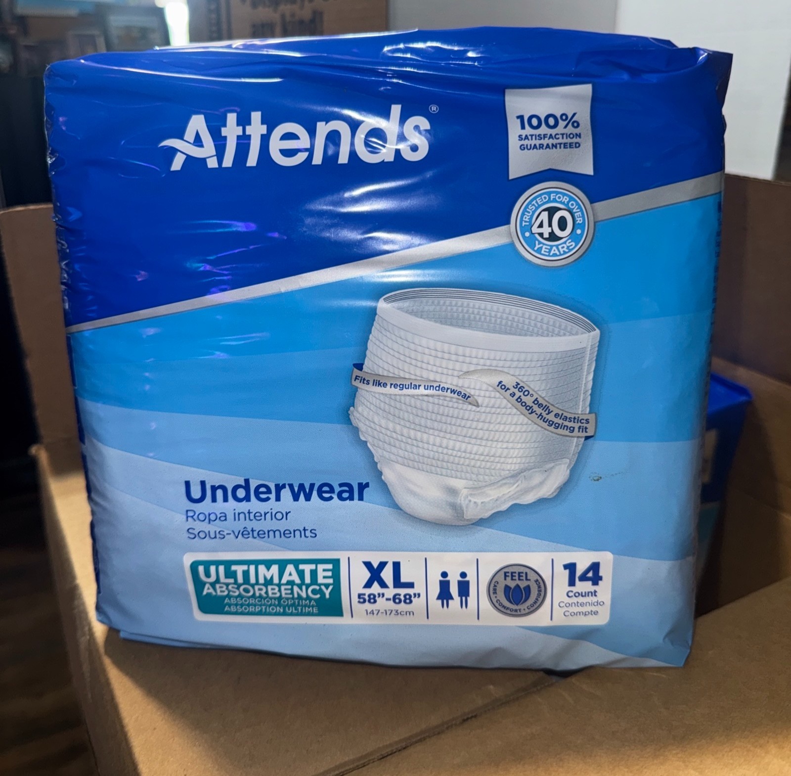 Attends Advanced Underwear Adult XL Heavy 58-68″ 4 Bags of 14/56 count $35 *New*
