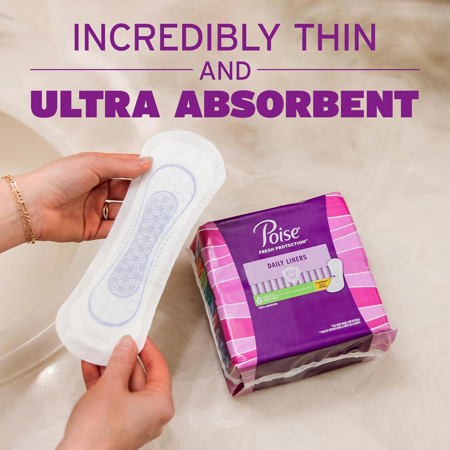 Poise Daily Liners, Incontinence Panty Liners for Bladder Leaks, 2 Drop Very Lig