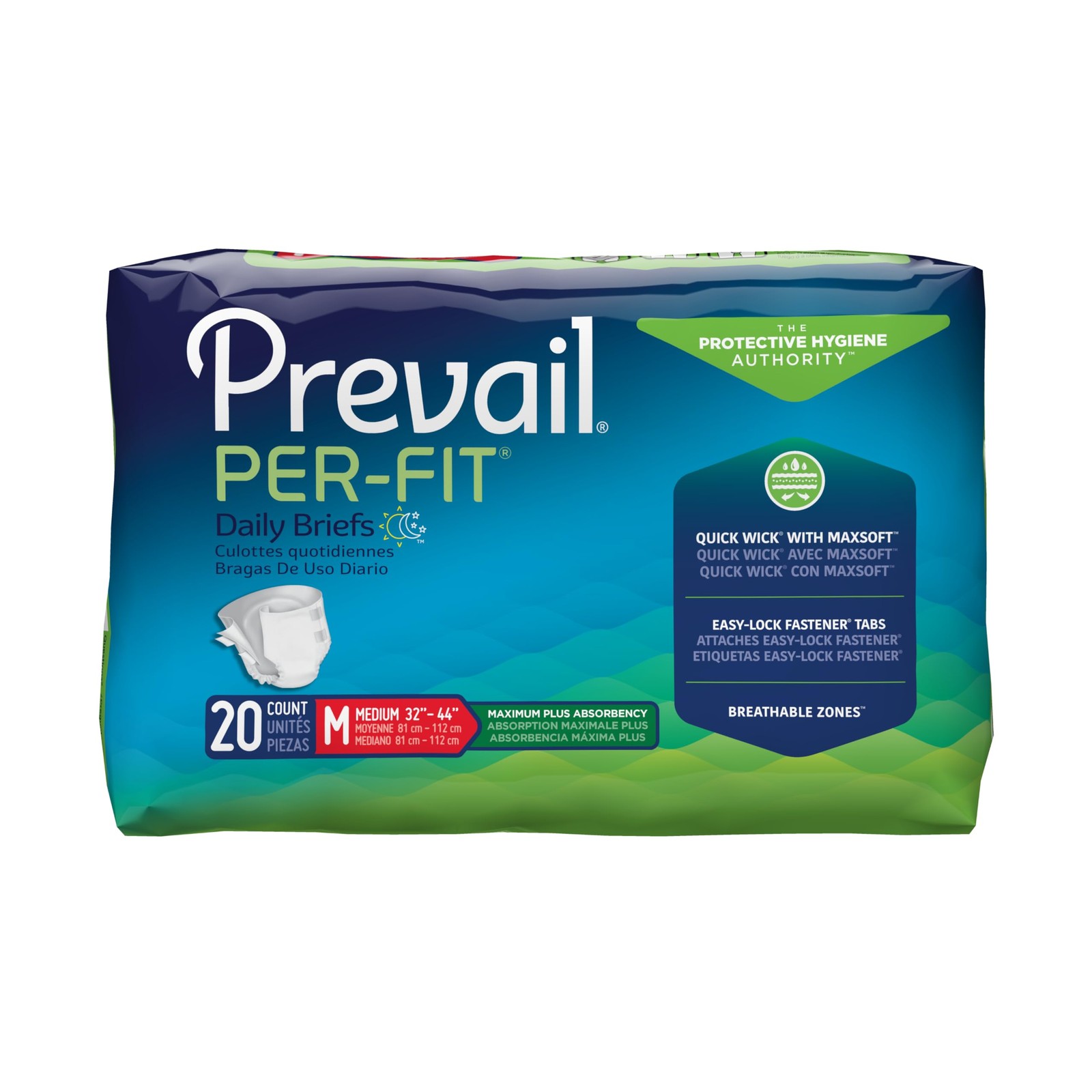 16 Pack – PF-012/1 – Prevail® Per-Fit® Maximum Incontinence Brief, Medium