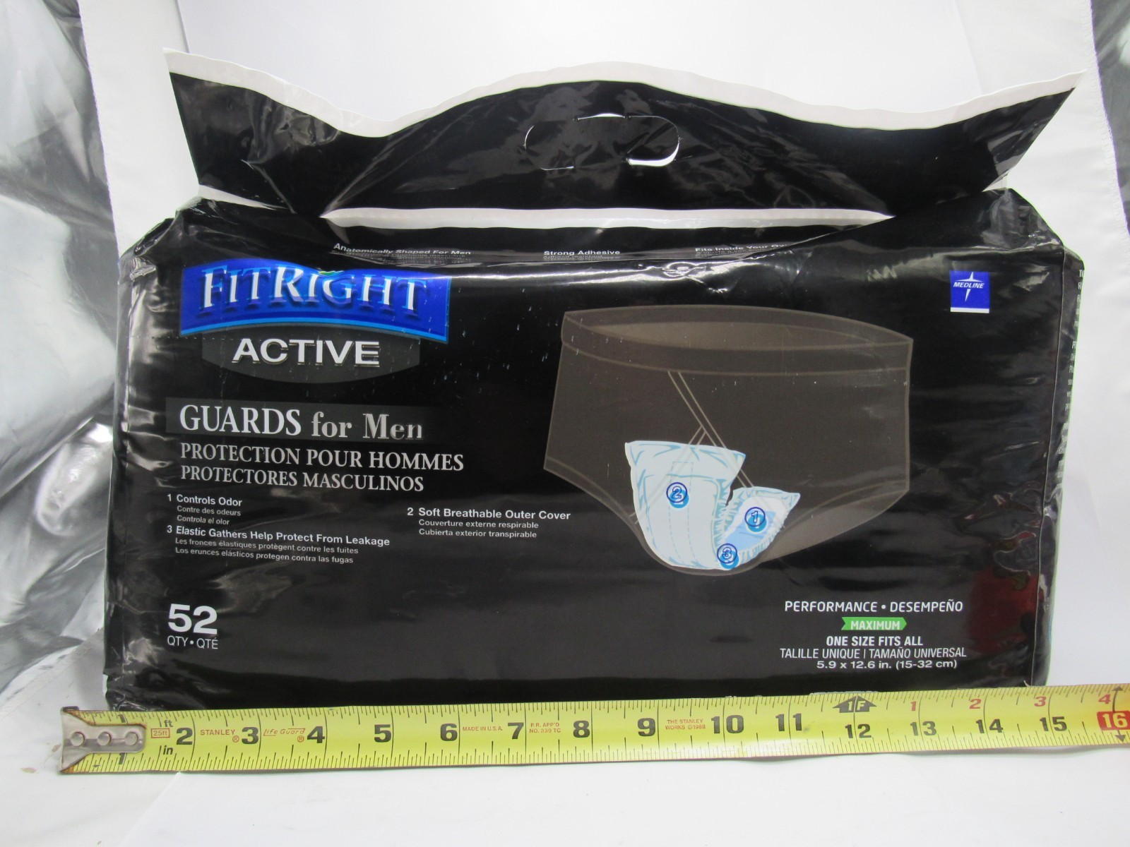 FitRight Active Guards for Men 52 Ct Maximum Absorbency Incontinence Pads New