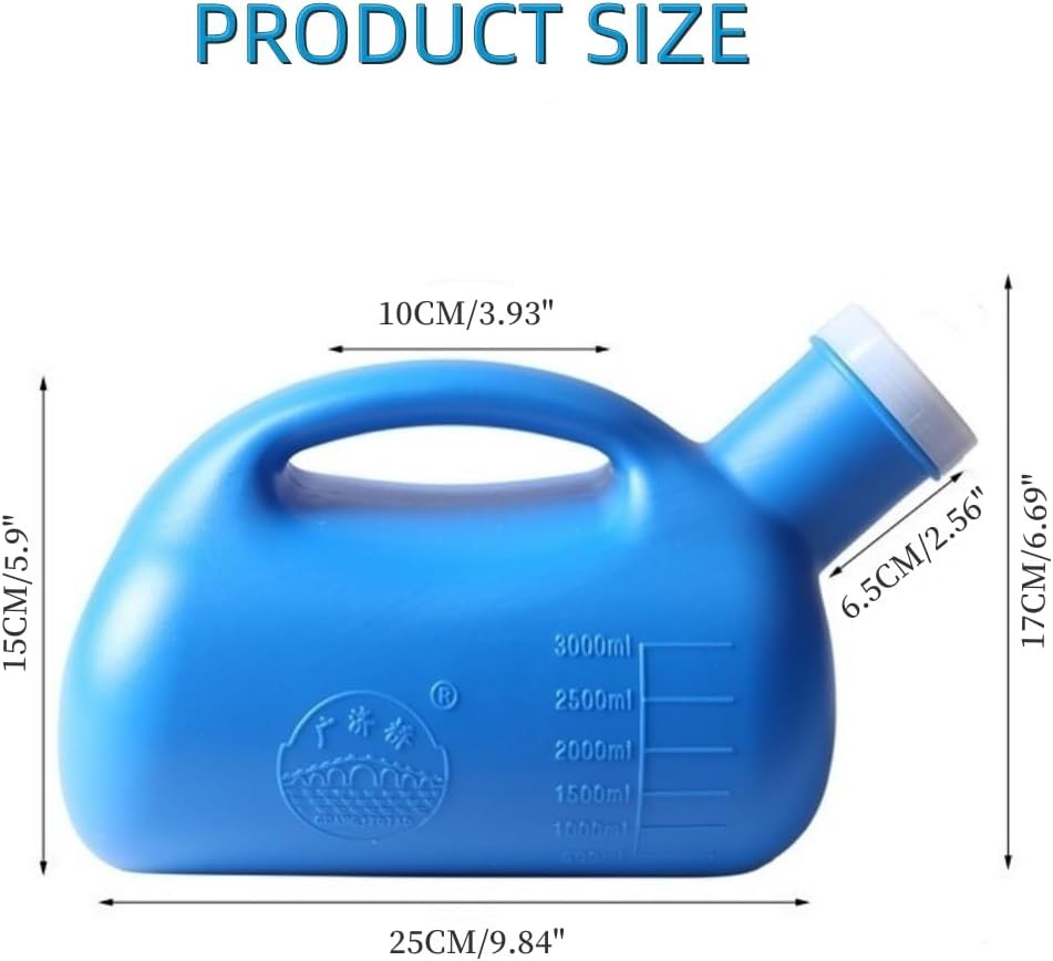 3000ML Large Male Urinal, Portable Mens Potty Pee Bottle Collector Toilet (Blue