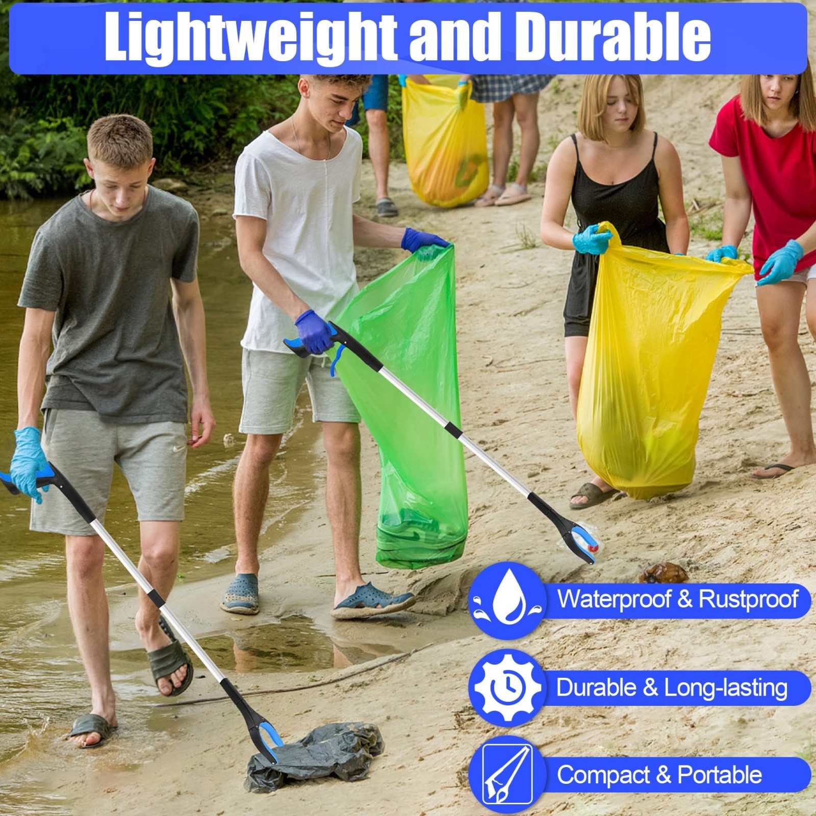 6 Pack 32″ Heavy Duty Trash Grabber Tool – Foldable Reacher with Ergonomic Handl